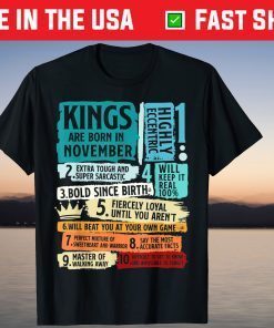 Kings are Born In November Birthday T-Shirt