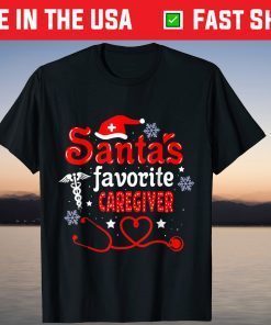 LOVE Caregiver Christmas Santa's Favorite Caregiver NURSE T-Shirt