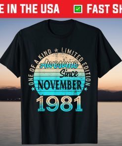 Legends Were Born In November 1981 Life Begins At 41 Years T-Shirt