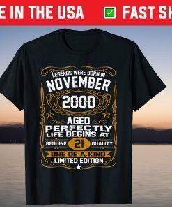 Legends Were Born In November 2000 21Th Birthday T-Shirt
