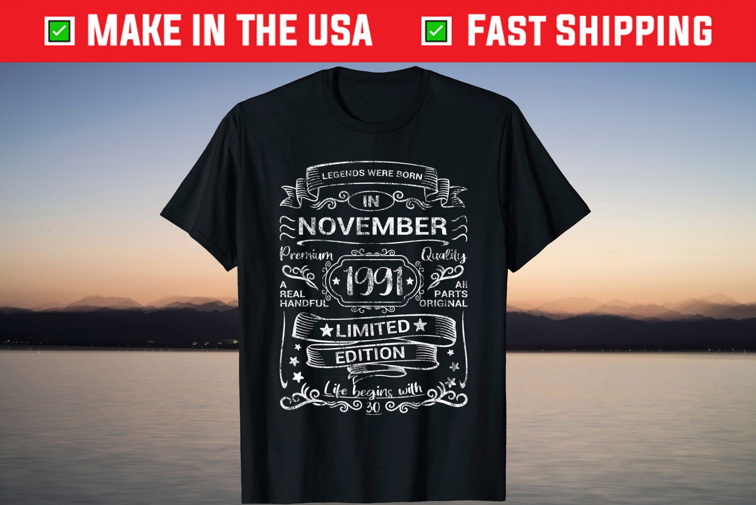 Legends Were Born November 1991 30 Years Old 30th Birthday T-Shirt Legends Were Born November 1991 30 Years Old 30th Birthday T-Shirt