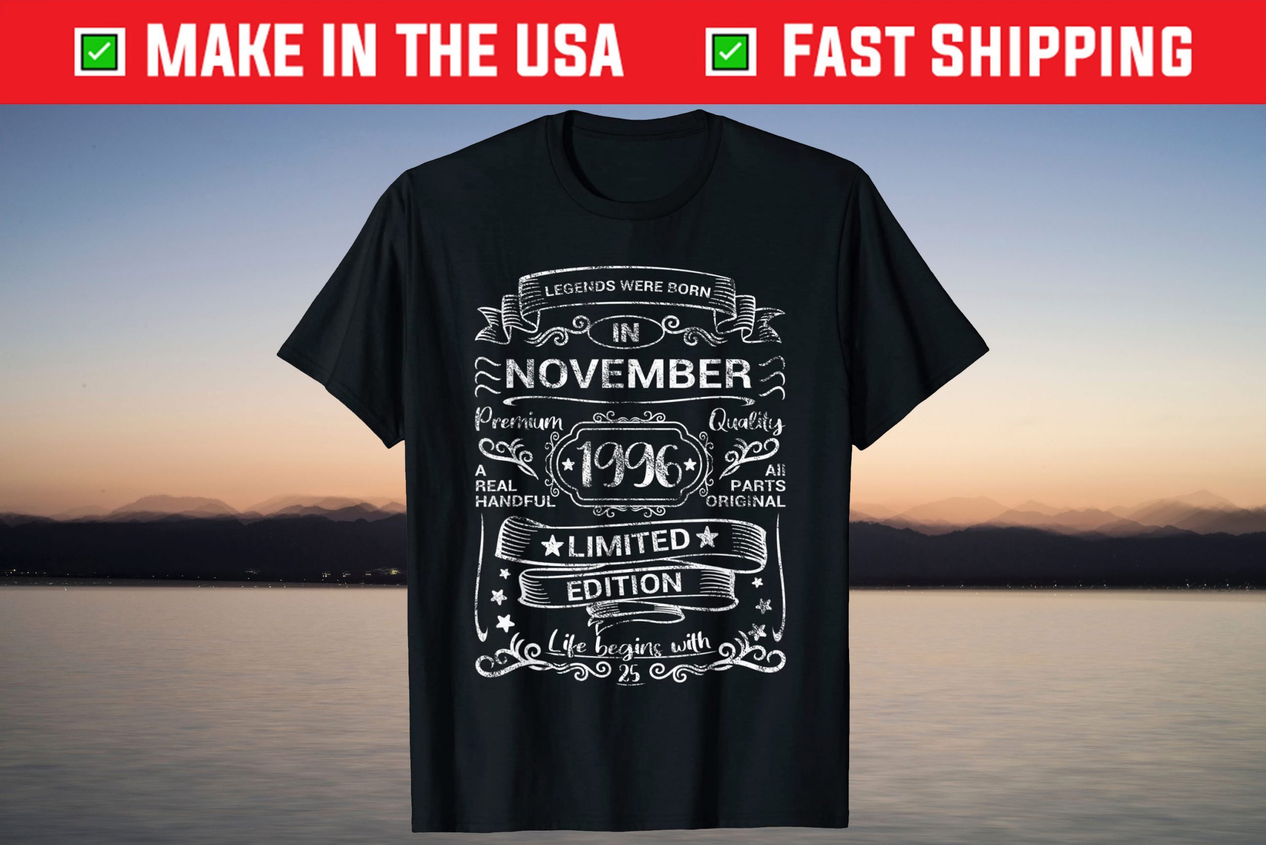 Legends Were Born November 1996 25 Years Old 25th Birthday T-Shirt Legends Were Born November 1996 25 Years Old 25th Birthday T-Shirt