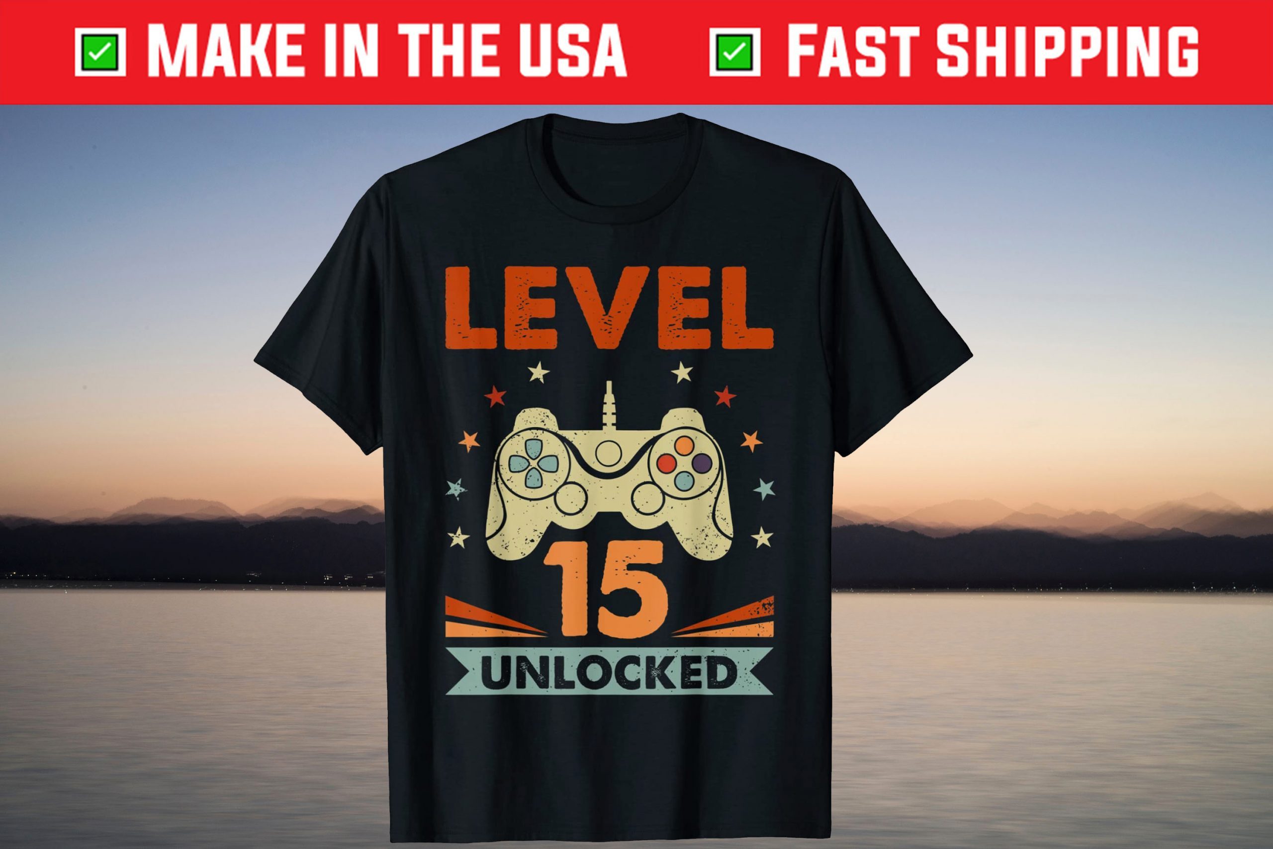 Level 15 Unlocked Video Game 15th Birthday Gamer Boys T-Shirt Level 15 Unlocked Video Game 15th Birthday Gamer Boys T-Shirt