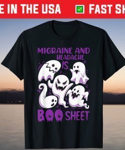 Migraine and Headache is Boo Sheet Purple Halloween Ghost T-Shirt