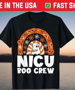 Nicu Boo Crew Nurse Halloween Ghost Pumpkin Rainbow Shirt