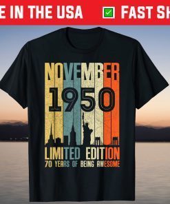 November 1950 1950 Birthday 70 Year Old T-Shirt