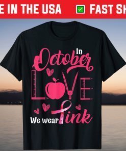 Pink Ribbon Teacher Breast Cancer Awareness Halloween T-Shirt