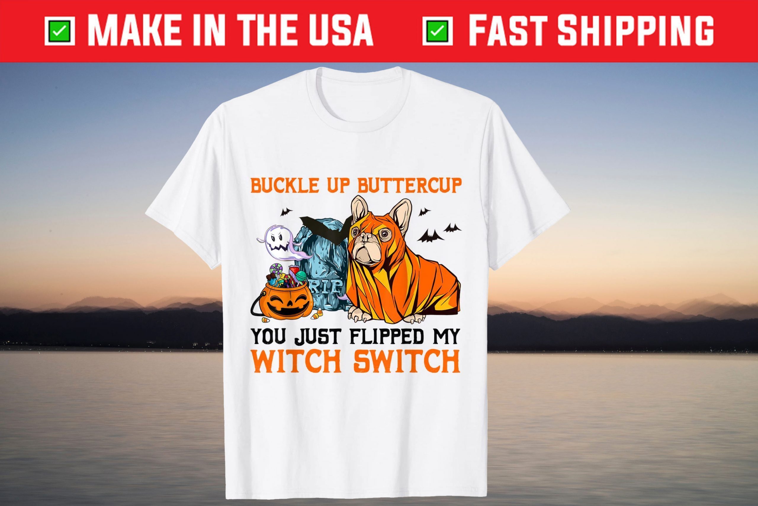 Pug Dog Lovers Buckle Up Buttercup Shirt Halloween Pumpkin T-Shirt Pug Dog Lovers Buckle Up Buttercup Shirt Halloween Pumpkin Tee Shirt