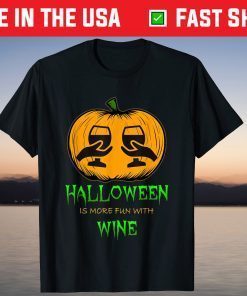 Red & White Wine Halloween Pumpkin Jack O Lantern Alcohol T-Shirt