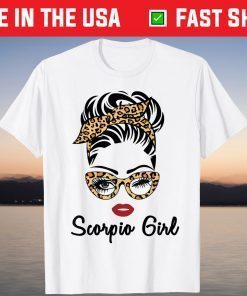 Scorpio Girl Woman Face Leopard Bandana Wink Eye October Shirt