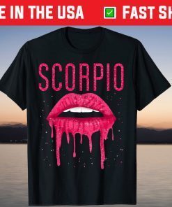 Scorpio Zodiac Birthday Afro Pink Lips Black Queen Horoscope T-Shirt
