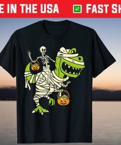 Skeleton Riding Dino Mummy Halloween Boys Toddler Costume Classic T-Shirt