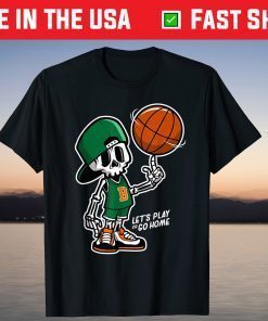 Skeleton Skull Play Basketball Graffiti Style Tee Shirt