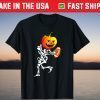 Skeleton Skull Pumpkin Playing Football Spooky Season Shirt