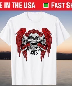 Skull Rose with Red Wings Halloween Scary T-Shirt