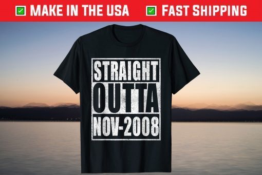 Straight Outta 2008 13th Bithday Retro 13 Years Old Birthday T-Shirt