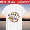 Thankful Grateful Blessed Pumpkin Leaves Thankgiving Day T-Shirt