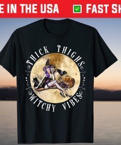 Thick Thighs Halloween Witch Vibes T-Shirt