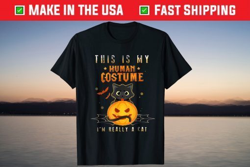 This Is My Human Costume I'M Really A Cat Pumkin Halloween T-Shirt