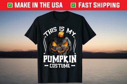 This Is My Pumpkin Costume Tee For Men Creepy Black Pumpkin T-Shirt