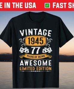 Vintage 1945 Made In 1945 77th Birthday 77 Year Old T-Shirt