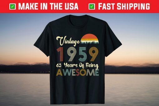 Vintage 1959 63 Years Of Being Awesome 63rd Birthday T-Shirt