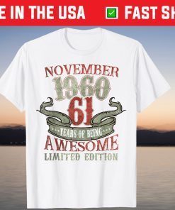 Vintage 1960 61 Year Old November 1960 61th Birthday T-Shirt