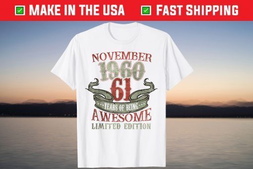 Vintage 1960 61 Year Old November 1960 61th Birthday T-Shirt