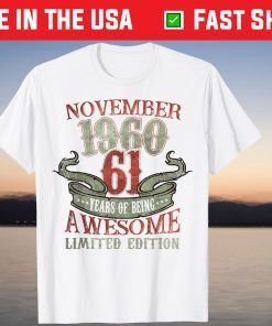 Vintage 1960 61 Year Old November 1960 61th Birthday T-Shirt