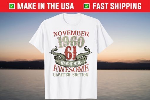 Vintage 1960 61 Year Old November 1960 61th Birthday T-Shirt