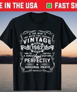 Vintage 1962 Man Myth Legend 59Th Birthday 59 Years Old T-Shirt