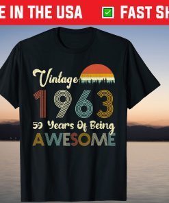 Vintage 1963 59 Years Of Being Awesome 59th Birthday T-Shirt