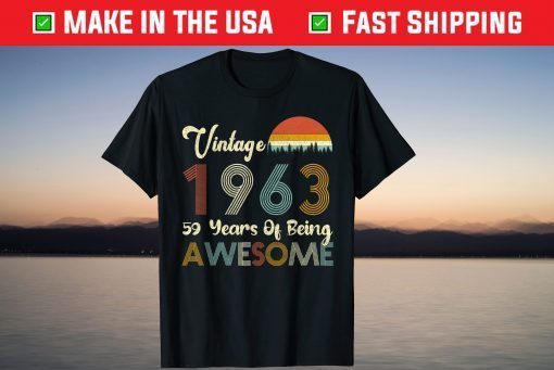 Vintage 1963 59 Years Of Being Awesome 59th Birthday T-Shirt