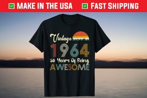 Vintage 1964 58 Years Of Being Awesome 58th Birthday T-Shirt