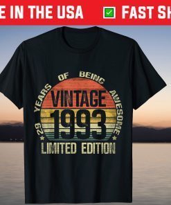 Vintage 1993 Limited Edition 29th Birthday 29 Year Old T-Shirt