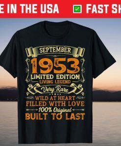 Vintage 67th Birthday September 1953 67 Years Old T-Shirt