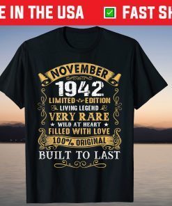 Vintage 79th Birthday November 1942 79 Years Old T-Shirt