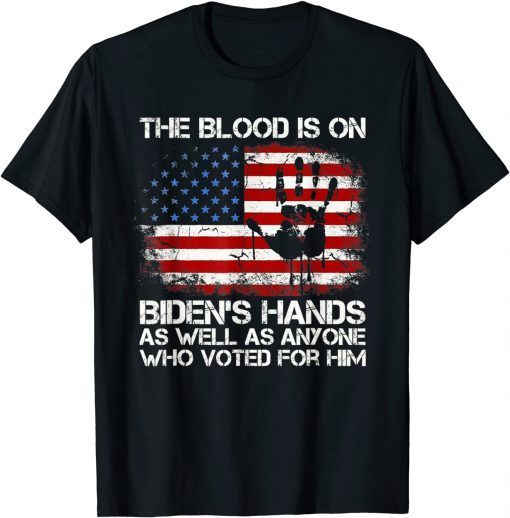 Vintage American Flag Handprint Biden Blood On His Hands LImited Shirt