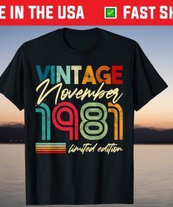 Vintage Born November 1981 40th birthday T-Shirt