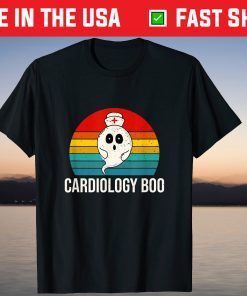 Vintage Halloween Ghost Cardiology Boo Nurse Nursing Medical T-Shirt