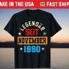 Vintage Legendary Since November 1990 30th Birthday T-Shirt