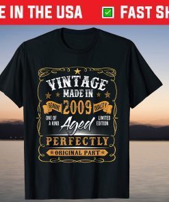 Vintage Made In 2009 Retro Classic 13th Birthday Decorations T-Shirt