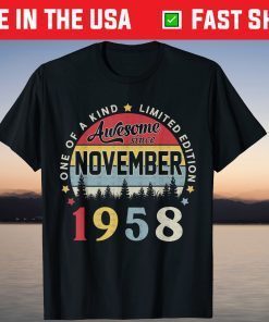 Vintage November 1958 63rd Birthday 63 Years Old T-Shirt