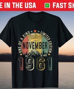 Vintage November 1961 Retro 60th Birthday 60 Years Old Us 2021 Shirt