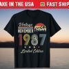 Vintage November 1987 34th Birthday 34 Years Old T-Shirt