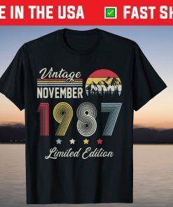 Vintage November 1987 34th Birthday 34 Years Old T-Shirt