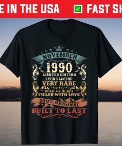 Vintage November 1990 31st Birthday 31 Years Old T-Shirt