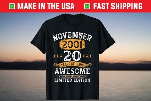 Vintage November 2001 20th Birthday 20 Years Old T-Shirt