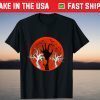 Vintage Retro Sunset Halloween Zombie Hand Scary Costume T-Shirt