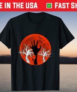 Vintage Retro Sunset Halloween Zombie Hand Scary Costume T-Shirt